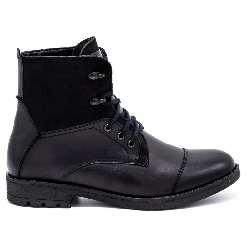 Olivier Botas de couro de inverno masculinas 7004 KB pretas preto
