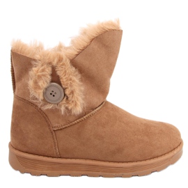 Botas de neve com botão Niki Camel castanho