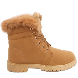 Botas femininas de madeira Well Camel marrom