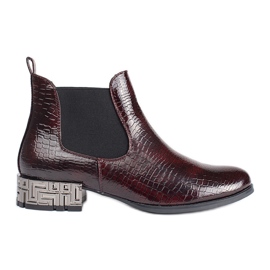 Sergio Leone Botas Chelsea com salto decorativo marrom vermelho