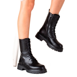 Bona Traper de botas pretas com couro ecológico preto