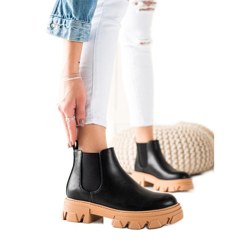 Seastar Botas chelsea quentes com couro ecológico preto