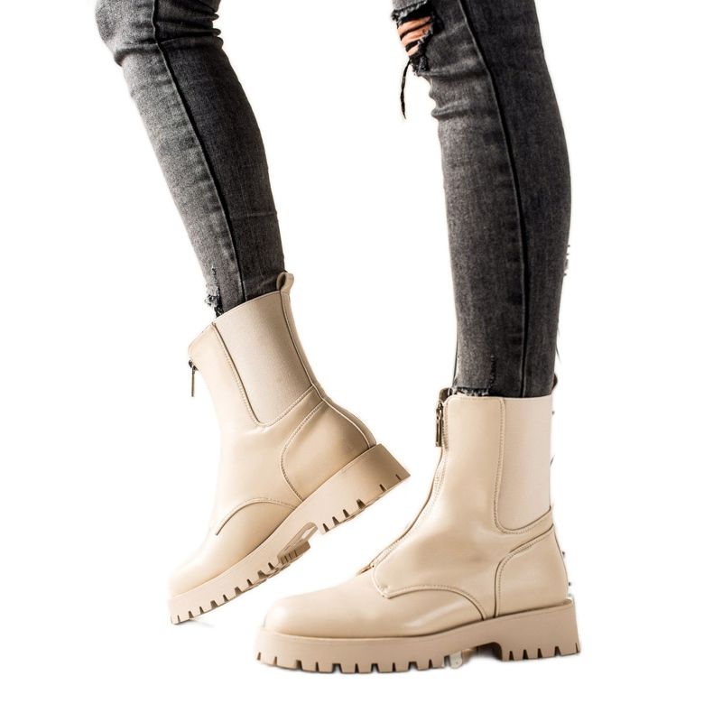 TRENDI Botas quentes com zíper bege