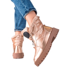 TRENDI Botas de neve brilhantes douradas dourado