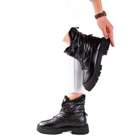 TRENDI Botas pretas brilhantes para neve preto