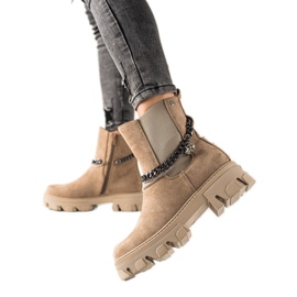 Goodin Botas quentes com correntes bege