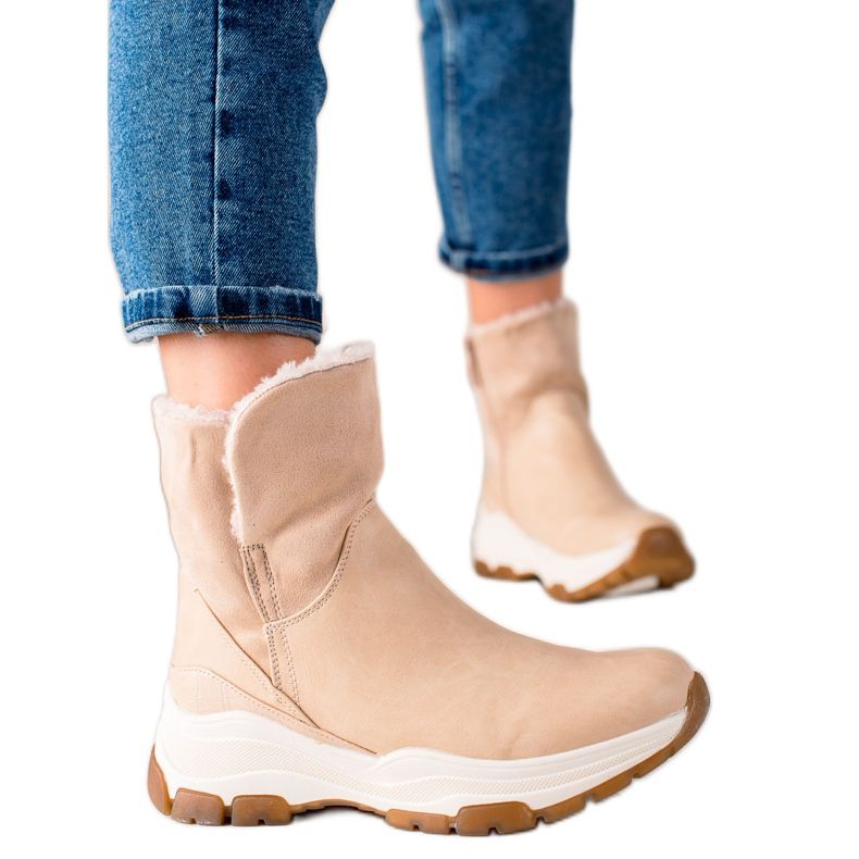 Goodin Botas quentes com zíper bege