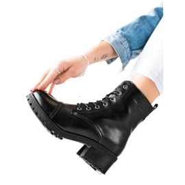 TRENDI Botas de salto plano preto TRENDI Botas de salto plano preto