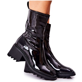 PM1 Botas de salto alto pretas Merelien pretas patenteadas preto