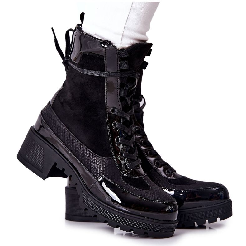 Botas de couro preto Meridiah