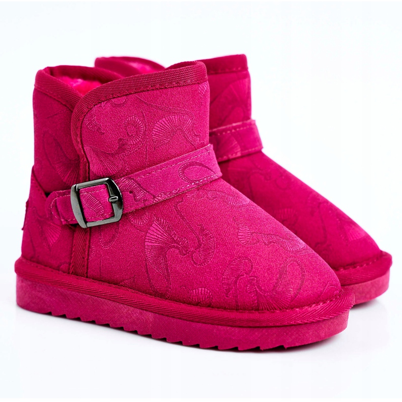 Apawwa Botas de neve infantis com pele fúcsia kawai rosa Apawwa Botas de neve infantis com pele fúcsia kawai rosa