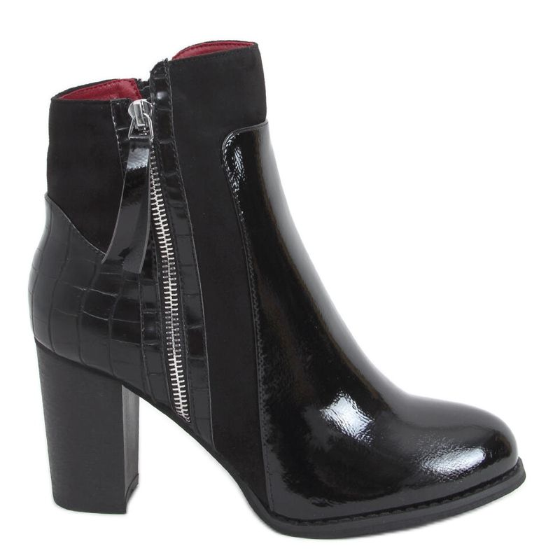 Botas de salto alto, lacado Flame Black Mirror preto