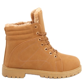 Botas femininas com isolamento de madeira Polle Camel castanho