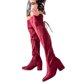 Laura Mode Botas de salto alto até a coxa vermelho