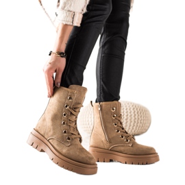 TRENDI Armadilhas de camurça marrom bege