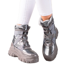 TRENDI Botas de neve cinza LT240g prata