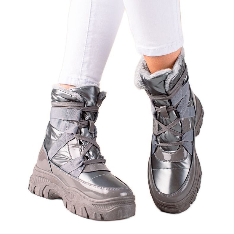 TRENDI Botas de neve cinza LT240g prata