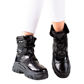 TRENDI Botas pretas cintilantes para neve preto
