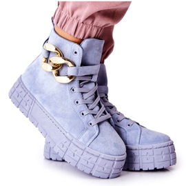 Tênis de cano alto na plataforma Evenia Blue azul Tênis de cano alto na plataforma Evenia Blue azul