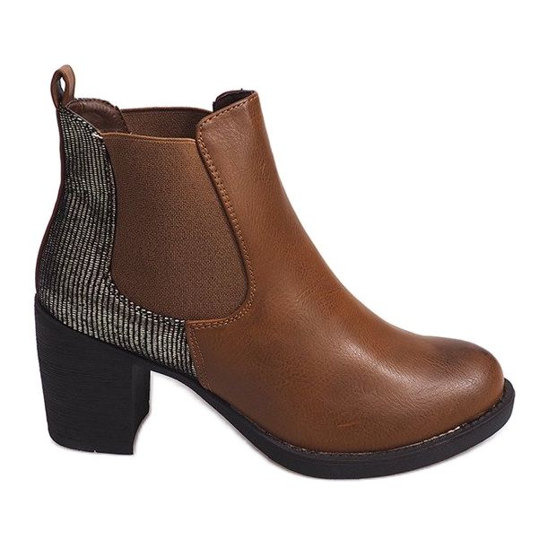 Botas de salto com camelo elástico 1227 castanho