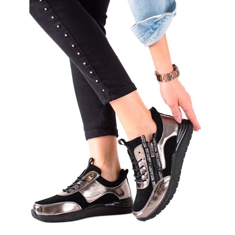 Filippo Tênis de couro com zíper preto