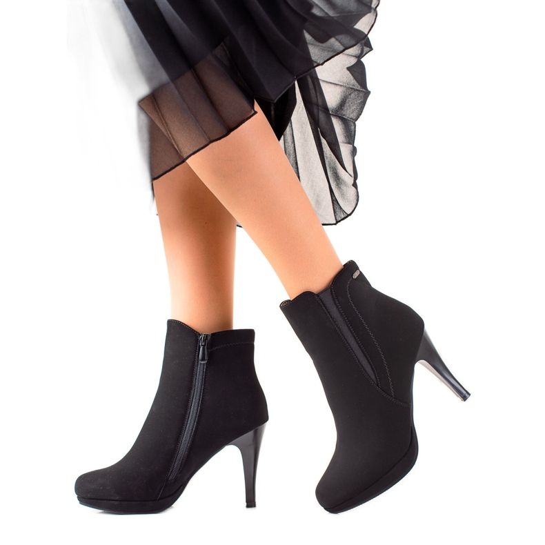 Camo Botas elegantes de salto alto preto