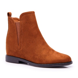 BUGO Botas de cunha feminino tema camelo de camurça marrom