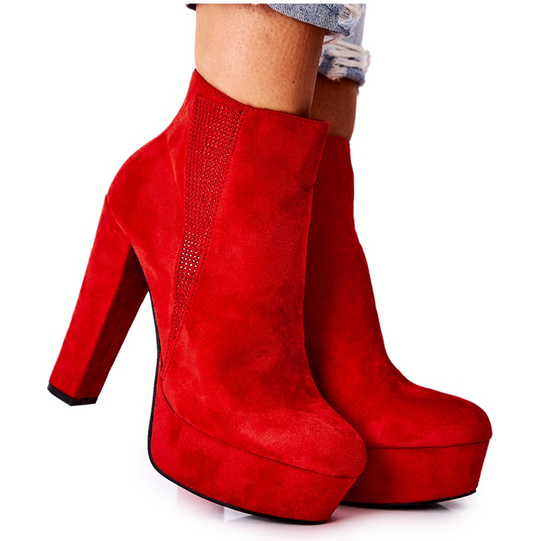 PS1 Botas de salto alto camurça vermelho Sarsea