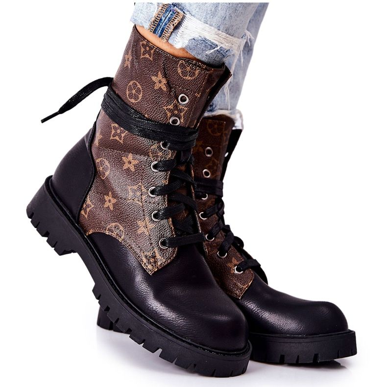 FJ1 Botas Lonevis Marrom e Couro Preto castanho