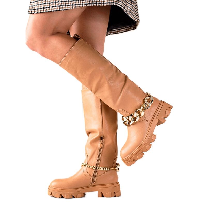 Seastar Botas da moda com um ornamento bege castanho