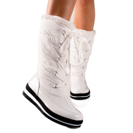 TRENDI Botas de alta neve com pele branco