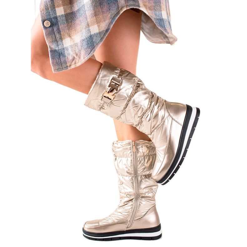 TRENDI Botas altas de neve douradas dourado