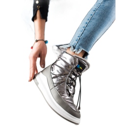 TRENDI Botas de neve brilhantes e elegantes prata