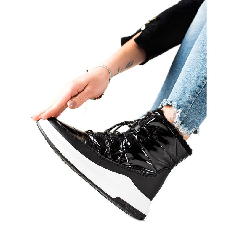 TRENDI Botas de neve brilhantes e elegantes preto