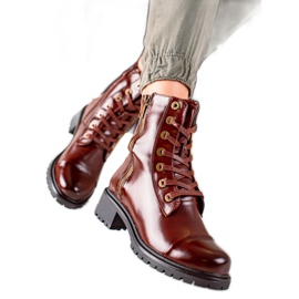 Super Mode Botas marrons com zíper decorativo castanho