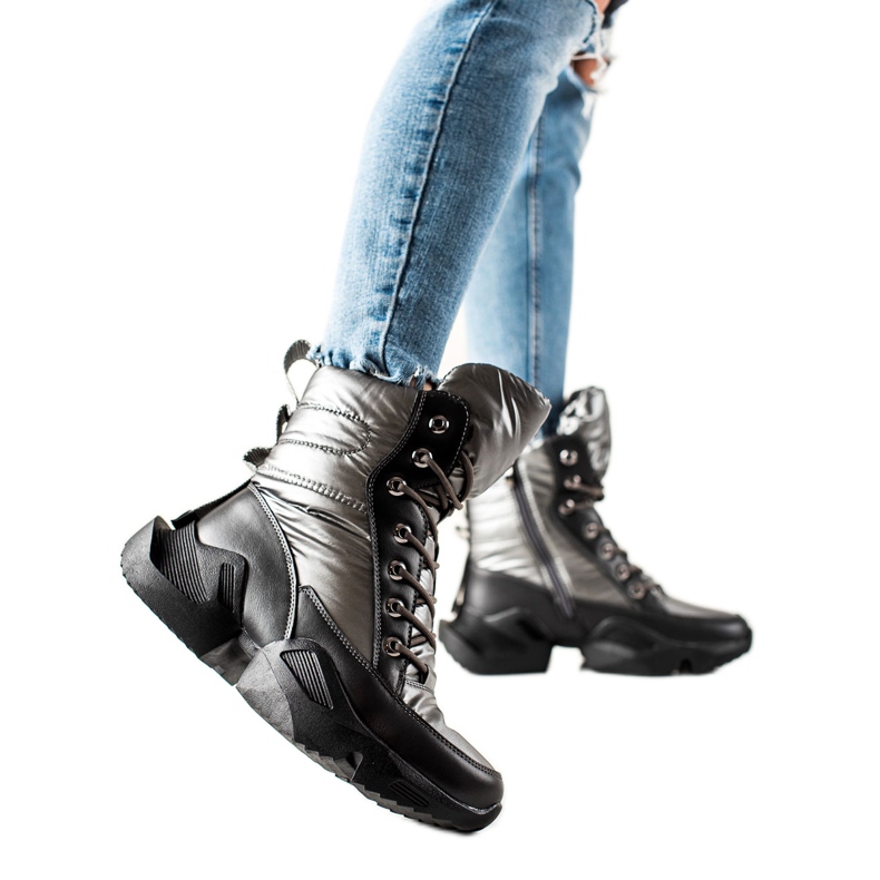 Seastar Botas de neve quentes da moda prata cinza