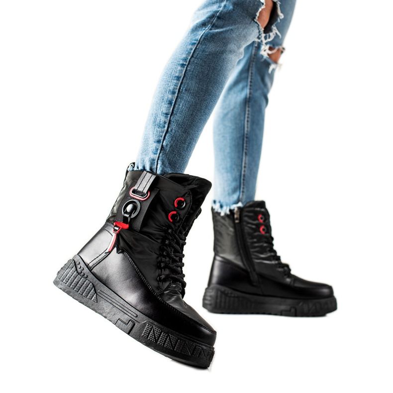 Seastar Botas de neve quente na plataforma preto