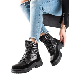 Seastar Botas de couro preto para neve Seastar Botas de couro preto para neve