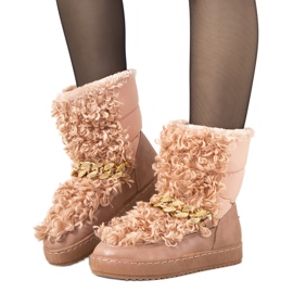 Botas de neve rosa com pele da Montmina
