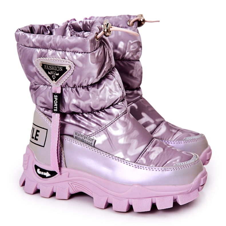 PJ2 Botas de neve quentes para crianças com zíper Violet Cleome tolet