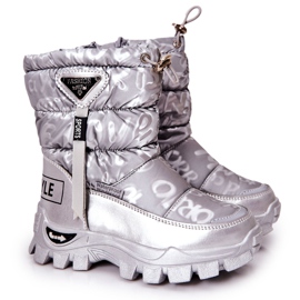 PJ2 Botas de neve quentes para crianças com zíper Silver Cleome prata