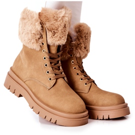 Botas Quentes Com Pele Bege Farley castanho