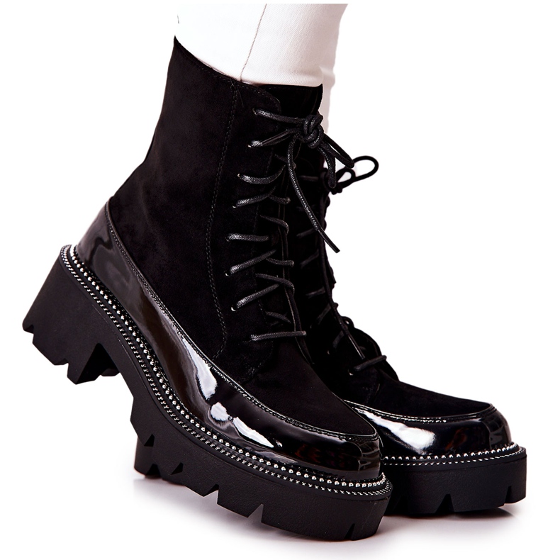 Botas de cano altas com zíper preto Solutia
