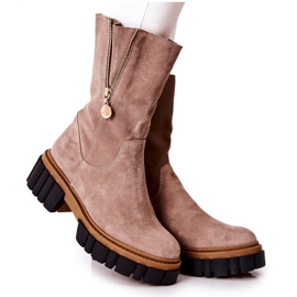 PA2 Botas com isolamento de couro Cappucino Souffle multicolorido