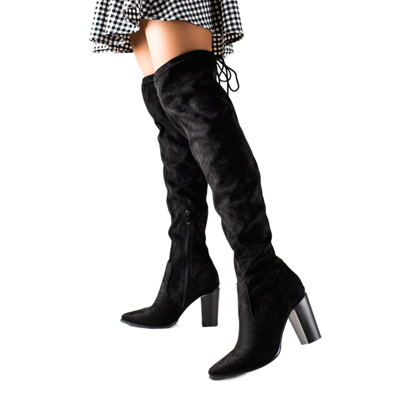 Lucky Shoes Botas pretas de salto alto até a coxa preto