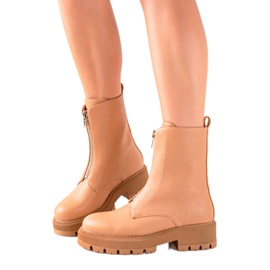 Seastar Botas de camelo elegantes com zíper castanho