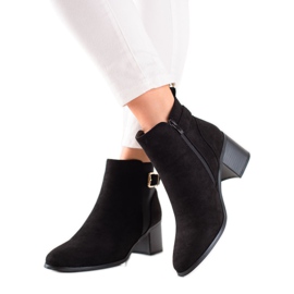 TRENDI Botas clássicas de camurça de salto alto preto