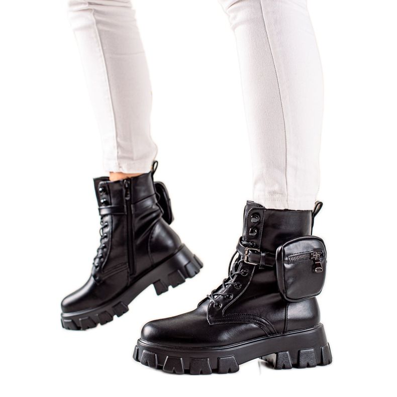 TRENDI Botas pretas com bolso preto TRENDI Botas pretas com bolso preto