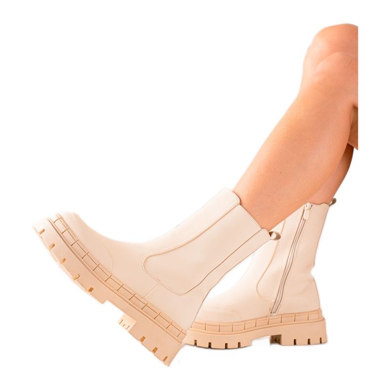 Seastar Botas de cano altas com couro ecológico bege Seastar Botas de cano altas com couro ecológico bege