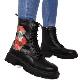 Botas de couro com Goe W II2N4044 estampado em preto branco vermelho